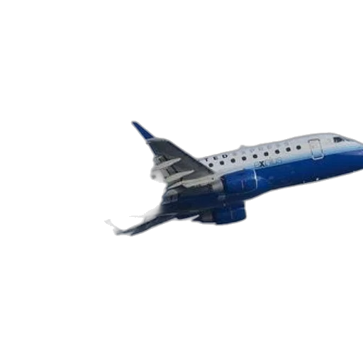 3d render, blue, white, airplane, word, united, side, flying transparent PNG cut-out