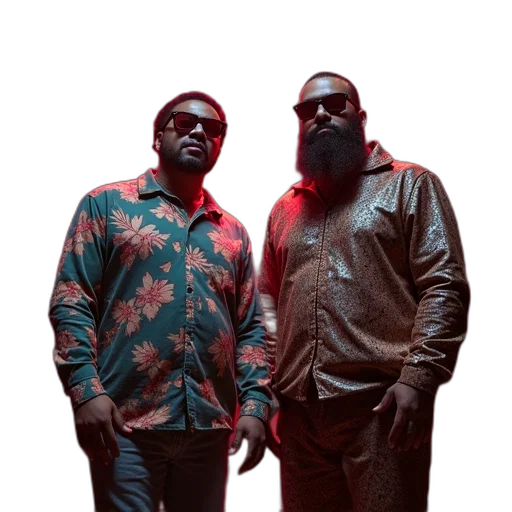 jacket, two, hippies, rap, group, run, jewels, posing transparent PNG cut-out