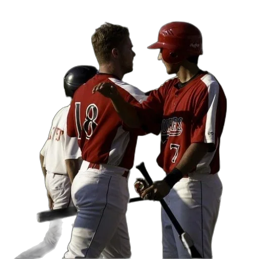two, baseball, players, red, jerseys, number, them transparent PNG cut-out