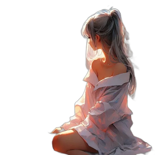 dress, face, mask, anime, watercolor, concept art, photorealistic, sunset transparent PNG cut-out