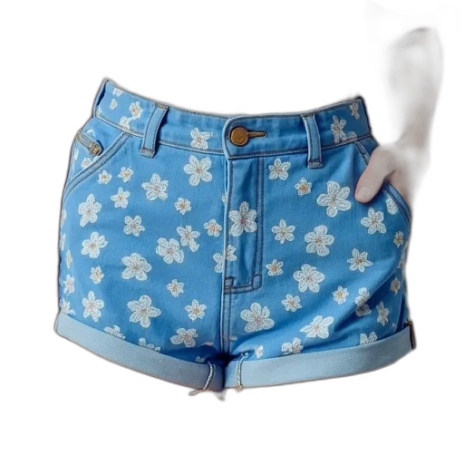 blue, mini, flower, shorts transparent PNG cut-out