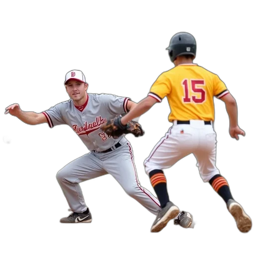 baseball, game, progress, two, players, field, one, player transparent PNG cut-out