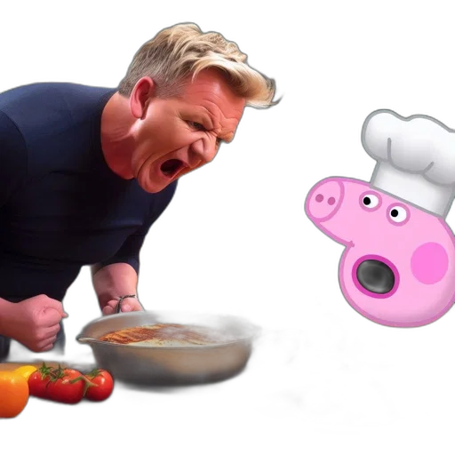food, concept art, cartoon, photorealistic, two, contrasting, characters, real transparent PNG cut-out