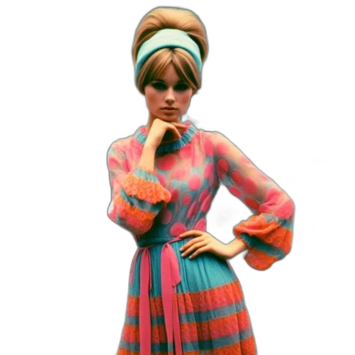 dress, hat, 3d render, concept art, colorful, neon, pastel, vintage transparent PNG cut-out