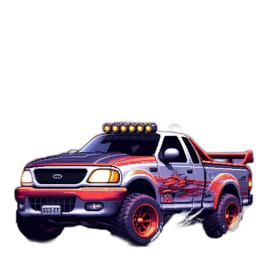 car, weapon, animal, concept art, pixel art, photorealistic, 3d render, pickup transparent PNG cut-out