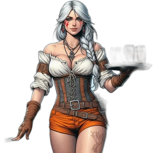 staff, dress, fantasy art, concept art, comic book art, pixel art, earth tones, woman transparent PNG cut-out