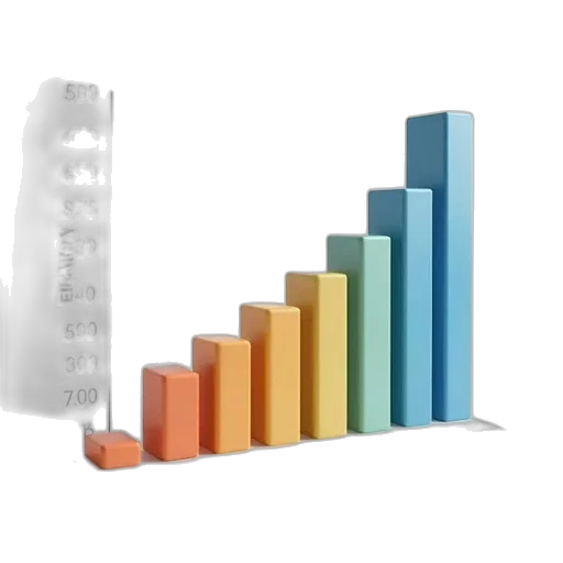 3d render, pastel, bar, chart transparent PNG cut-out