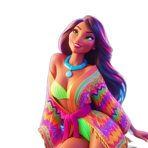 dress, jewelry, fantasy art, concept art, 3d render, cartoon, neon, colorful transparent PNG cut-out