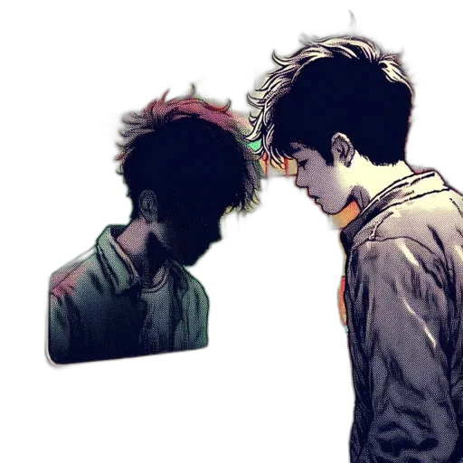 mask, jacket, hair, face, comic book art, anime, concept art, watercolor transparent PNG cut-out