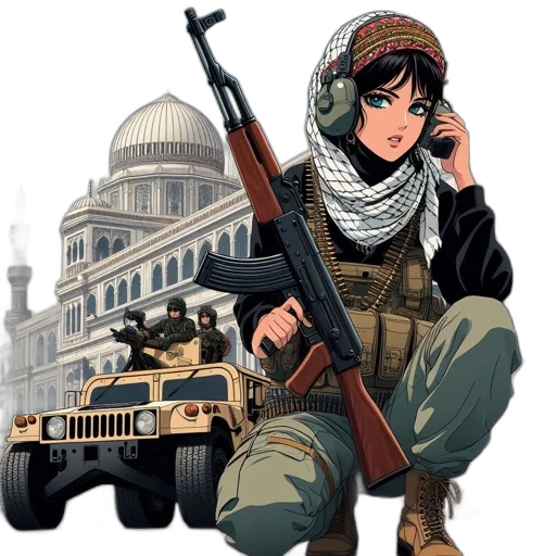 weapon, anime, comic book art, cartoon, concept art, city, featuring, iconic transparent PNG cut-out