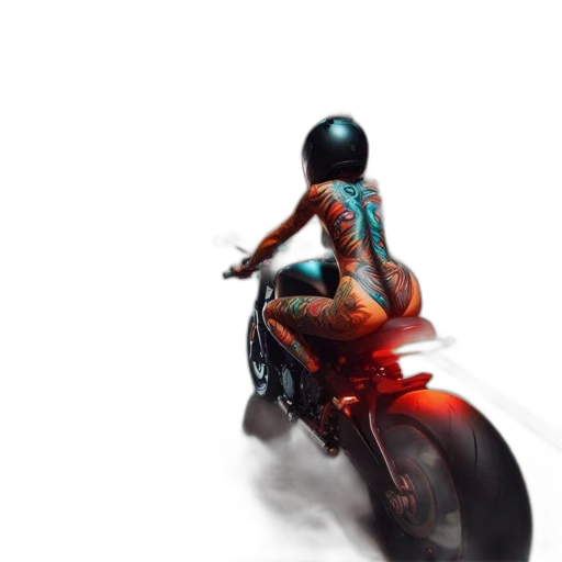 concept art, comic book art, photorealistic, fantasy art, red, motorcyclist, wearing, helmet transparent PNG cut-out