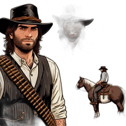 concept art, fantasy art, comic book art, pixel art, earth tones, man, long, dark transparent PNG cut-out