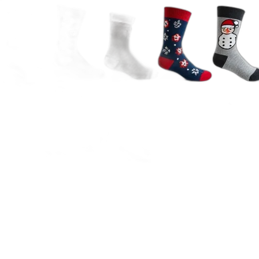 shoes, 3d render, concept art, collection, various, christmas-themed, socks, displayed transparent PNG cut-out