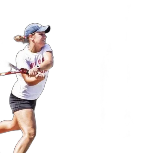 female, tennis, player, action, wearing, white, shirt, red transparent PNG cut-out