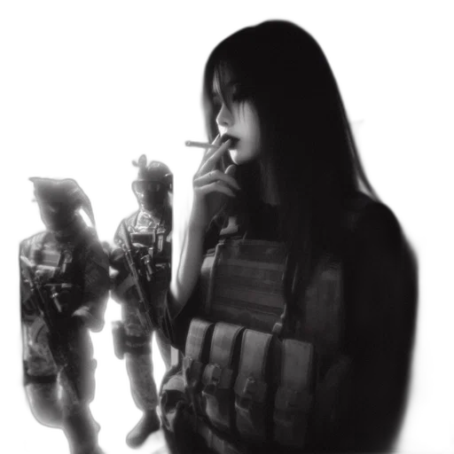 weapon, face, concept art, cyberpunk, comic book art, photorealistic, fire, outer space transparent PNG cut-out
