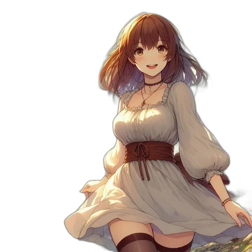 dress, flower, staff, creature, fantasy art, anime, concept art, watercolor transparent PNG cut-out