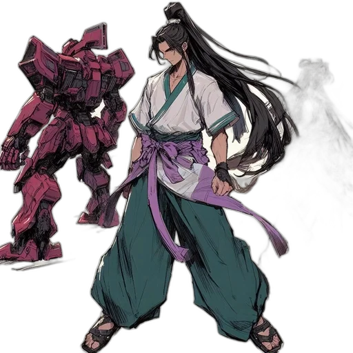 concept art, anime, fantasy art, comic book art, dark, red, monochrome, three transparent PNG cut-out