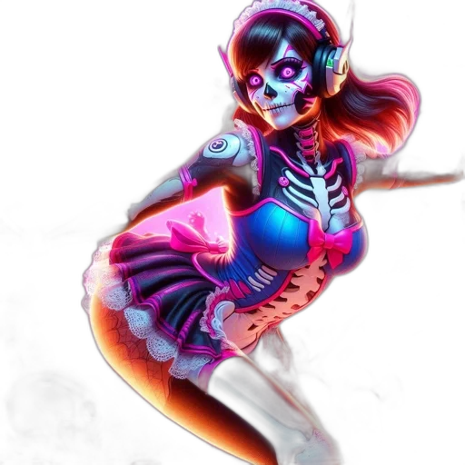 staff, dress, concept art, fantasy art, pixel art, comic book art, neon lights, neon transparent PNG cut-out
