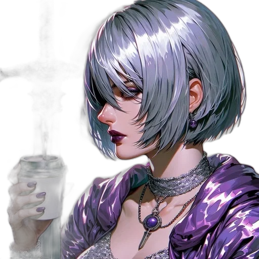 face, dress, cyberpunk, concept art, comic book art, fantasy art, fire, dark transparent PNG cut-out