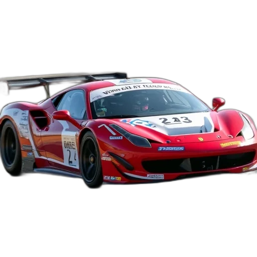 car, 3d render, photorealistic, concept art, red, white, racing, number transparent PNG cut-out