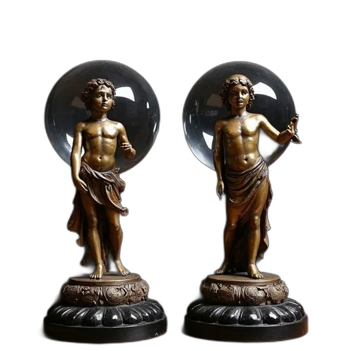 jewelry, 3d render, pair, antique, bronze, statues, intricate, designs transparent PNG cut-out