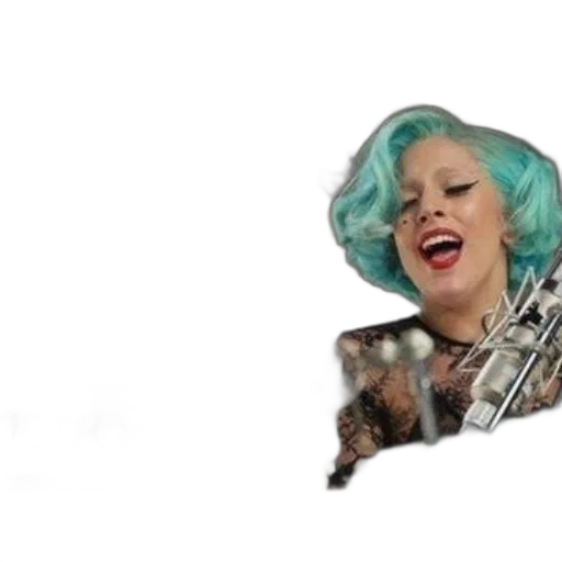 vibrant, image, lady, gaga, blue, hair, singing, into transparent PNG cut-out