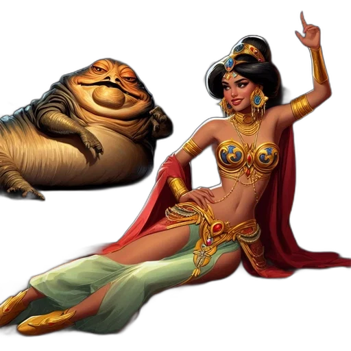 concept art, fantasy art, comic book art, underwater, fantasy, scene, plump, jabba-like transparent PNG cut-out