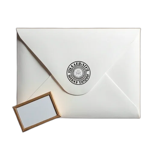 jewelry, 3d render, white, envelope, circular, stamp, design, center transparent PNG cut-out