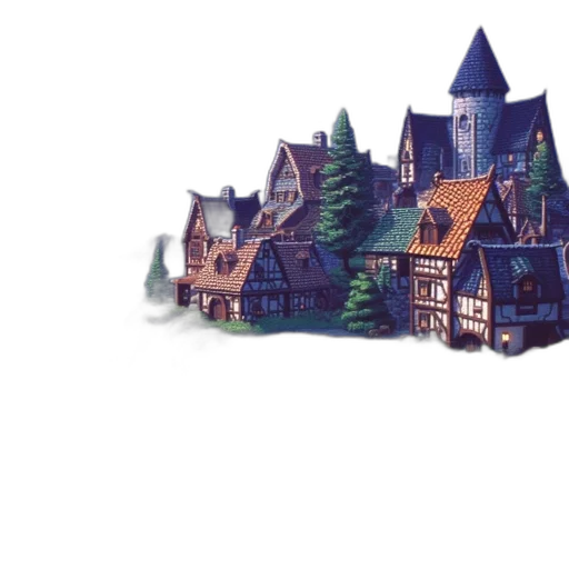 building, concept art, pixel art, watercolor, 3d render, forest, snow, city street transparent PNG cut-out