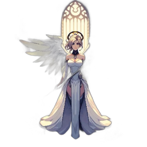staff, dress, crown, concept art, fantasy art, pixel art, 3d render, pastel transparent PNG cut-out
