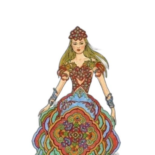 dress, jewelry, crown, staff, fantasy art, pixel art, concept art, comic book art transparent PNG cut-out