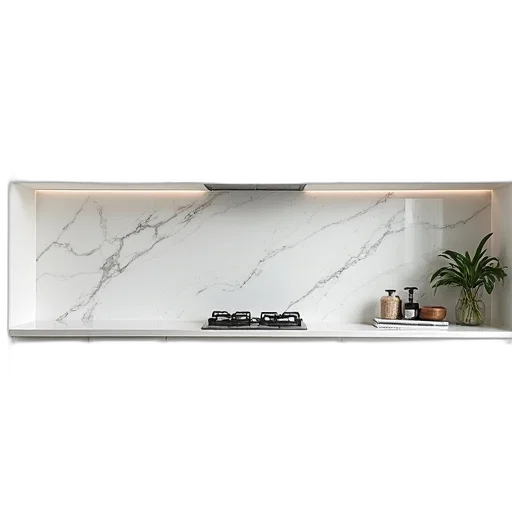 furniture, 3d render, photorealistic, white, kitchen, backsplash, marble transparent PNG cut-out