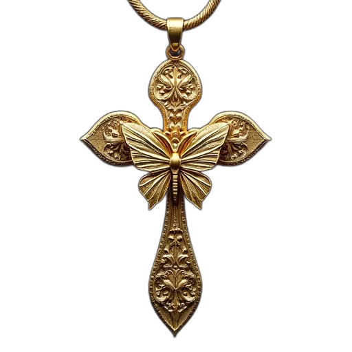 jewelry, staff, crown, sword, golden, cross, pendant, intricate transparent PNG cut-out