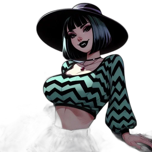 dress, hat, creature, concept art, fantasy art, comic book art, pixel art, neon lights transparent PNG cut-out