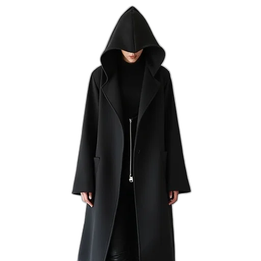jacket, dress, staff, cyberpunk, concept art, dark, person, wearing transparent PNG cut-out