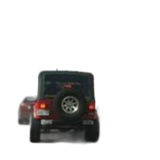 car, 3d render, photorealistic, red, jeep, stopped, traffic, light transparent PNG cut-out