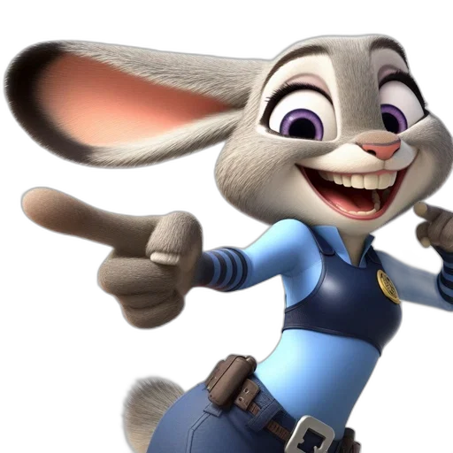 animal, staff, 3d render, concept art, photorealistic, cartoon, animated, rabbit transparent PNG cut-out