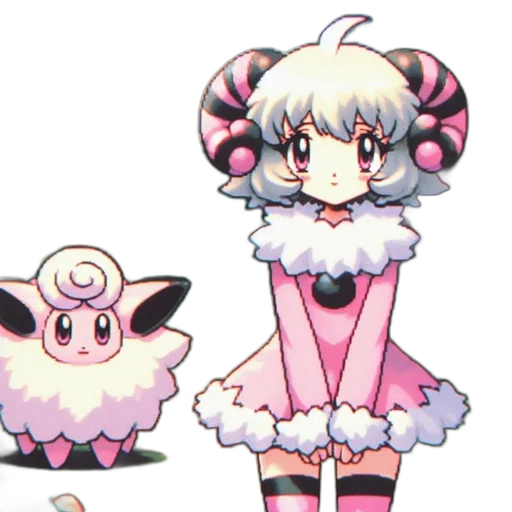 creature, animal, dress, pixel art, concept art, anime, 3d render, pastel transparent PNG cut-out