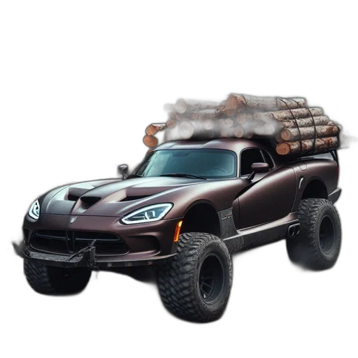 car, weapon, 3d render, concept art, modified, sports, loaded, logs transparent PNG cut-out