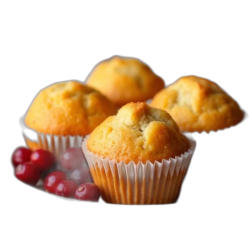 food, photorealistic, 3d render, orange, cranberry, muffins, plate, bunch transparent PNG cut-out