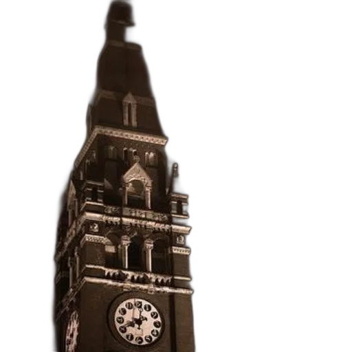 building, 3d render, photorealistic, concept art, tall, clock, tower, intricate transparent PNG cut-out