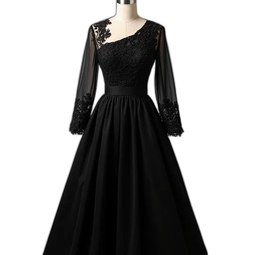 dress, dark, 2019, long transparent PNG cut-out