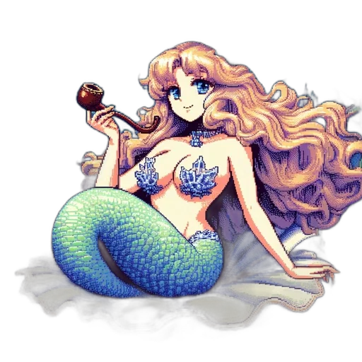 pixel art, watercolor, fantasy art, concept art, underwater, blue, pastel, illustrated transparent PNG cut-out