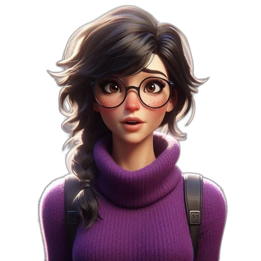 face, staff, jacket, hair, concept art, fantasy art, 3d render, cartoon transparent PNG cut-out
