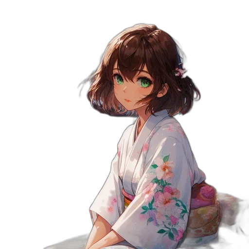 dress, flower, face, creature, anime, concept art, watercolor, oil painting transparent PNG cut-out