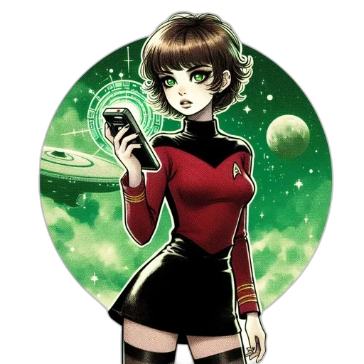 staff, robot, dress, comic book art, cartoon, concept art, pixel art, outer space transparent PNG cut-out