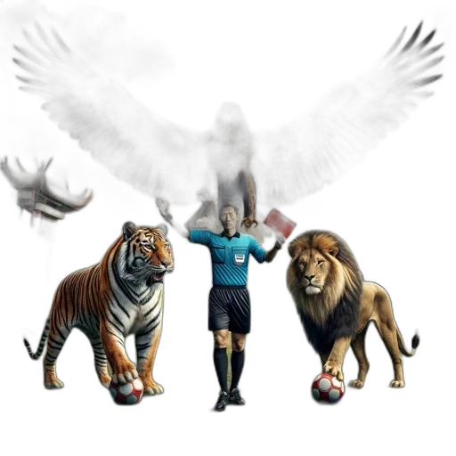 animal, concept art, fantasy art, pixel art, 3d render, stadium, referee, holds transparent PNG cut-out