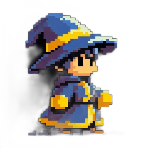 hat, staff, weapon, dragon, pixel art, 3d render, concept art, fantasy art transparent PNG cut-out