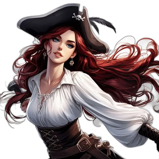 fantasy art, comic book art, concept art, photorealistic, woman, red, hair, blue transparent PNG cut-out