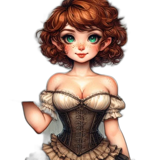 dress, fantasy art, concept art, watercolor, pixel art, young, woman, victorian-era transparent PNG cut-out